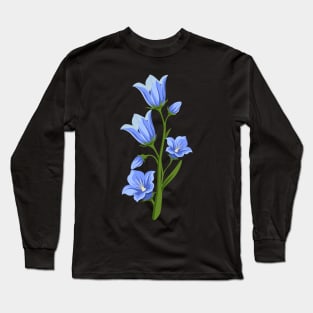 Balloon Flower - Blue Flowers Floral Art - Hand Painted Long Sleeve T-Shirt
